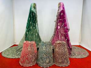 Lehenga de Terciopelo con Corte de Cola Corta, Bordado Intenso y Pedrería Brillante, Edición Nupcial de Diseñador Mahamantra - Product Image 6