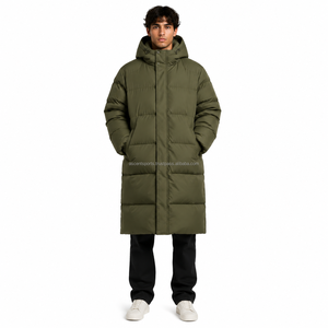 <b>Men</b> <b>Long</b> Puffer <b>Coat</b> Casual Winter Jacket Thick <b>Padding</b> High Collar Zip Front Outdoor Clothing Factory Direct Supply - Product Image 1