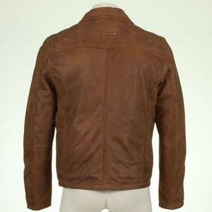 Chaqueta de Cuero Genuino para Hombre, Cuello Alto, Impermeable, Ecológica, de Alta Calidad, con Cierre y Manga Larga, Venta al Por Mayor - Product Image 4