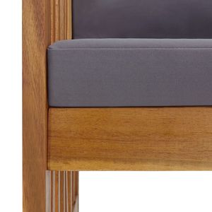 Panca da Giardino con Cuscini Grigio Scuro e Legno Naturale per Uso Esterno - Product Image 6