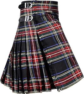 Este producto es un tartán nacional walesí, un kilt tradicional escocés de 8 yardas, un kilt tartán Highland Black Stewart. - Product Image 1