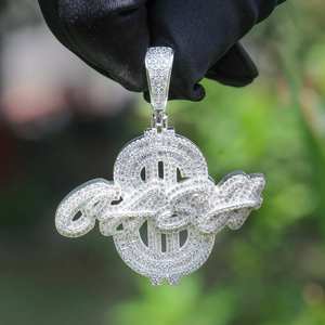 Colgante de Moissanita de Lujo con Diseño de Símbolo de Dólar, Joyería Hip Hop con Brillo VVS, Acabado Plata/Oro, Regalo Estilo Urbano Drip - Product Image 3