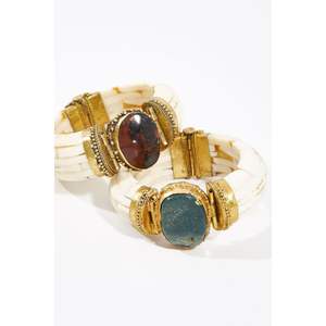 Bracelets en agate naturelle, os et laiton pour mariages et festivals, accessoires de bijoux - Product Image 4