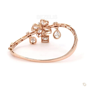 Bracelet jonc en or rose avec motif pendantes époustouflant en diamant de laboratoire et breloques en pierres précieuses assorties – Luxe durable et raffiné - Product Image 5