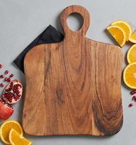 Planche à découper en bois d'acacia avec poignée, plateau de service de cuisine, planche à découper épaisse en bois de bambou, logo personnalisé - Product Image 1