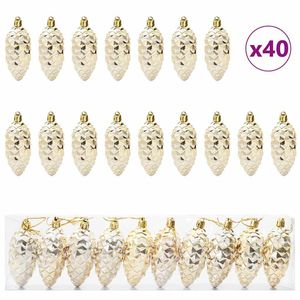 40 pièces de boules de sapin de Noël en plastique doré pour décorations festives - Product Image 2