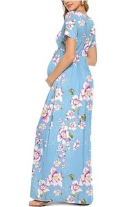 Robe de mariée élégante en mousseline de soie pour femme enceinte, longueur genou, taille naturelle, soutien-gorge intégré, imprimé floral, robes de maternité de haute qualité - Product Image 3