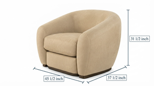 Fauteuil en cuir beige contemporain avec pieds en bois et dossier solide pour salon - Product Image 2