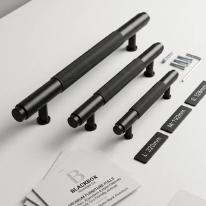 Matte Black Aluminum Cabinet Handles – Modern Drawer <b>Pulls</b> <b>for</b> Kitchen, Dresser & Hotel Use, Durable & Corrosion-Resistant - Product Image 1