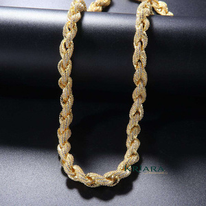 S925 Lab Grown Diamond Gold Plated <b>Rope</b> <b>Chain</b> Necklace Micro Pave Rhinestone Luxury Unisex Everyday Wear Fine <b>Chain</b> Jewelry - Product Image 4