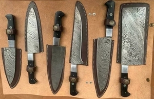 Ensemble de couteaux de chef en acier damas forgé à la main avec manche en bois de Pakka, respectueux de l'environnement, origine Pakistan - Product Image 2