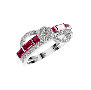 แหวนดีคลาสสิกสำหรับทุกเพศได้รับการรับรองจาก IGI เงินสเตอร์ลิงพร้อมพลอยเพชรทับทิมธรรมชาติสำหรับงานแต่งงานงานวันครบรอบ - Product Image 1