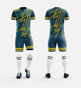 ชุดยูนิฟอร์มฟุตบอลแบบกำหนดเอง เสื้อและกางเกงขาสั้นระบายอากาศ แห้งเร็ว ชุดทีมพร้อมโลโก้ OEM - Product Image 1