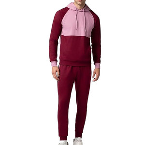 Men's Color Blocking Hooded Tracksuit Set Full Sleeve Casual Autumn Wear Regular Fit <b>Polyester</b> Cotton Material Side Pockets - Product Image 1