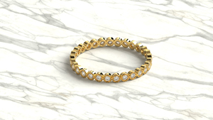 แหวนเพชรทรงกลมแบบ Eternity Band ขอบมิลเกรนทอง 18K สไตล์วินเทจสำหรับผู้หญิง แหวนแต่งงานแบบซ้อนได้ เครื่องประดับชั้นดี - Product Image 3