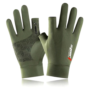 Guantes de Pesca Unisex Vantrex de Medio Dedo Antideslizantes, Color Verde Oliva, PU Duradero, para Deportes al Aire Libre, 2 Piezas - Product Image 1