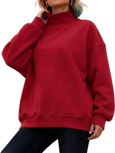 Sudadera de Mujer de Calidad Profesional, Estilo Casual, Cuello Alto, Color Sólido, Forro Polar, Logotipo Frontal, Corte Holgado, Tela Cómoda, para Uso Diario - Product Image 4