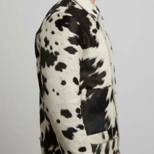 Veste en cuir de vachette 100% authentique pour homme, style vintage, nouvelle collection, hiver, avec fourrure. - Product Image 3