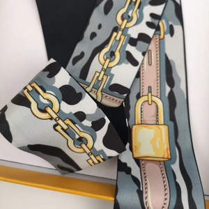 2026 Fashion Leopard Print Square Silk Scarf with Chain Lock Double Layered Twill Skin-Friendly & Durable - Product Image 4