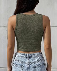 Women's Striped Knitted Tank Top Scoop Neck Casual Spandex Cotton Blend Breathable Regular Length Top - Product Image 3