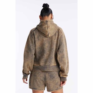 Women 2 Piece Hooded Sweatshirt Shorts <b>Set</b> Fleece Casual Sportswear Garment Dyed Loose Fit Full Sleeve Above Knee Length - Product Image 2