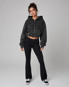 Sweat à capuche zippé surdimensionné en polaire pour femme, personnalisé, avec impression frontale numéro 23, séchage rapide, respirant, manches tombantes, streetwear d'hiver - Product Image 2