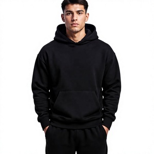 Sudadera con capucha 100% algodón, 320 GSM, gruesa, para hombre, con logotipo personalizado, fabricante de sudaderas lisas sin estampado. - Product Image 1