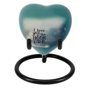 Urna de Cremación de Metal en Forma de Corazón para Guardar las Cenizas de Seres Queridos, con Soporte con Recubrimiento Negro, Diseños Duraderos y Personalizables - Product Image 1