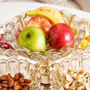 Premium <b>Crystal</b> Glass Decorative Bowl <b>Stand</b> Base With Golden Frame Perfect For Home Dining Table And Party Serving Display - Product Image 5