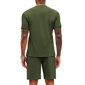 Trending 2026 Men's Summer Tracksuit Quarter-zip Polo Shorts <b>Set</b> Breathable Slim Fit High-quality Custom Logo Short <b>Set</b> Men's - Product Image 2