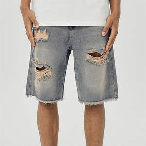 Pantalones cortos de mezclilla retro informales para hombre, pantalones cortos de algodón cómodos para verano, estilo urbano, corte holgado - Product Image 3