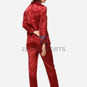 Pyjama en satin polyester/coton pour femmes, logo personnalisé, doux, respirant, fermeture à cordon, vêtements de nuit confortables, ensemble de vêtements de détente - Product Image 2