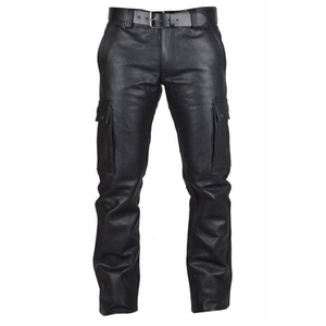 Customized Cowhide Genuine <b>Leather</b> High Quality Men's Straight Outdoor Fashionable Waterproof Breathable <b>Leather</b> Pants - Product Image 3