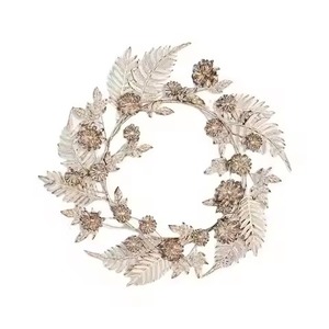 Golden Gingko Metal <b>Wreath</b> Wall Hanging Home Livingroom Indoor Door Decoration Christmas Decoration <b>Wreath</b> Garland - Product Image 2
