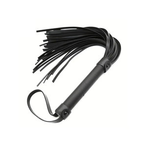 Leather Whip With <b>Red</b> And White Braided Strips And Leather Handle - Product Image 2