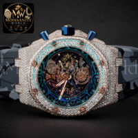 Montre-bracelet unisexe de luxe en acier inoxydable, édition limitée, avec bracelet de 20 mm, cadran analogique, ornée de diamants Moissanite et de quartz, style Hip Hop antique carré