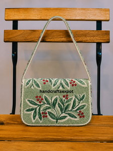 Sac à bandoulière floral perlé fait main avec fermeture magnétique |   Écologique et léger |   Conception de logo personnalisée disponible | - Product Image 2