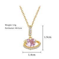Collar con Colgante de Corazón Rosa de Acero Inoxidable de Primera Calidad con Cristal Orbit para Fiesta