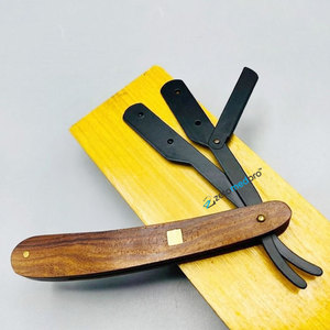 มีดโกนตัดผมมืออาชีพ ด้ามไม้ อุปกรณ์ร้านเสริมสวย ใบมีดสแตนเลส ปลอดภัย บรรจุในกล่องไม้ - Product Image 5