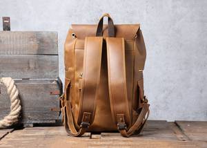 Oversized Waterproof Leather <b>Backpack</b> Anti-Theft Vintage Laptop Rucksack Genuine Leather Rucksack LBP-0410 - Product Image 3