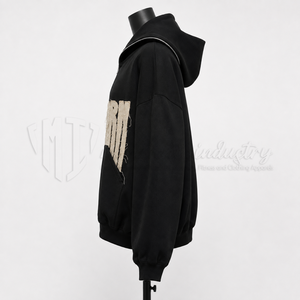 Custom <b>Zip</b> <b>Up</b> <b>Hoodie</b> Streetwear <b>Graphic</b> Patchwork Hooded Sweatshirt Oversized OEM ODM Wholesale Manufacturer - Product Image 5