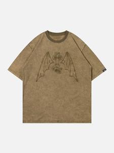 Custom Logo <b>Men's</b> Oversized O-Neck Acid Wash Puff Print 100% Cotton <b>Summer</b> Collection T-Shirt - Product Image 3