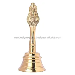 VishnuPooja Brass Bell with Handle Pujan Prayer Ghanti for Mandir and Home Puja Wedding Event Decoration Vishnu Bell Mandir