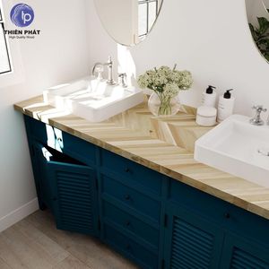 Thien Phat Solid Acacia Wood Chevron Butcher Block Countertop 25x96in Gia Lai Vietnam-Customizable Thickness (1.25-1.5in) - Product Image 2