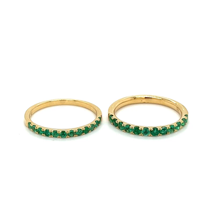 Anillos de Eternidad con Esmeraldas, Chapados en Oro de 18K, Joyería Clásica de Compromiso para Mujer, Piedra de Nacimiento de Julio, Engaste Pavé, SV JEWELS IGI - Product Image 4