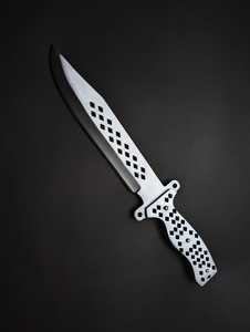 Cuchillo Zombie de Acero Inoxidable con Hoja de Punta Caída de Grado Industrial, Mango a Cuadros y Funda - Product Image 1