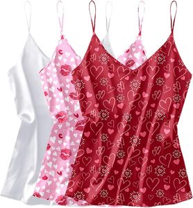 Paquete de 3: Camisola de satén de seda para mujer con cuello en V, top de tirantes finos, blusas sin mangas sueltas, camiseta sin mangas - Product Image 2