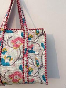 Women <b>White</b> Cotton Tote <b>Bag</b> with Floral Print Bohemian Style Summer Casual Zipper Shopping Travel Handbag for Women - Product Image 4