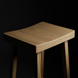 Tabouret de bar moderne en bois de caoutchouc rond - Tabouret haut pour la maison - Product Image 4