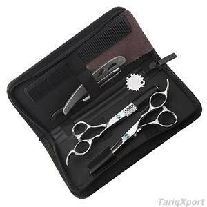 Silver Color Barber Hair Cutting Kit Thinning Scissors <b>Shears</b> German Stainless Steel Hairdressing Razor Kit - Product Image 4